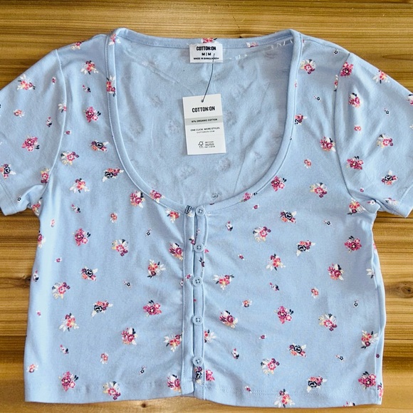 NEW Cotton On Sammie Scoop Neck Short Sleeve Crop Top Women’s size Medium NWT - Picture 5 of 11